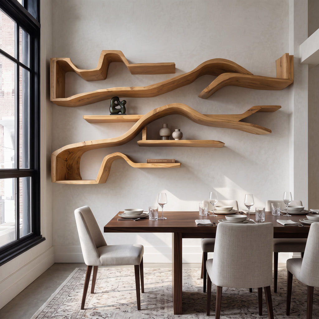 Organic Floating Bookshelf For Living Room Or Study SITHHNFL027