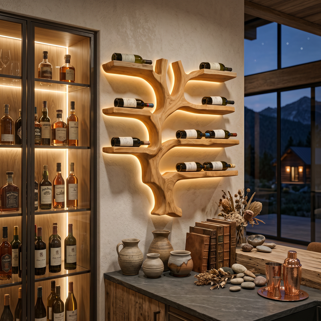 Modern Wall Mounted Branch Wine Holder For Kitchen RTTHTTWH009