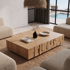 Modern Statement Coffee Table With Textured Relief Drawers For Living Room SINLHACF425
