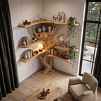 Modern Corner Tree Bookshelf With Asymmetrical Shelves For Living Room SINLHATB777