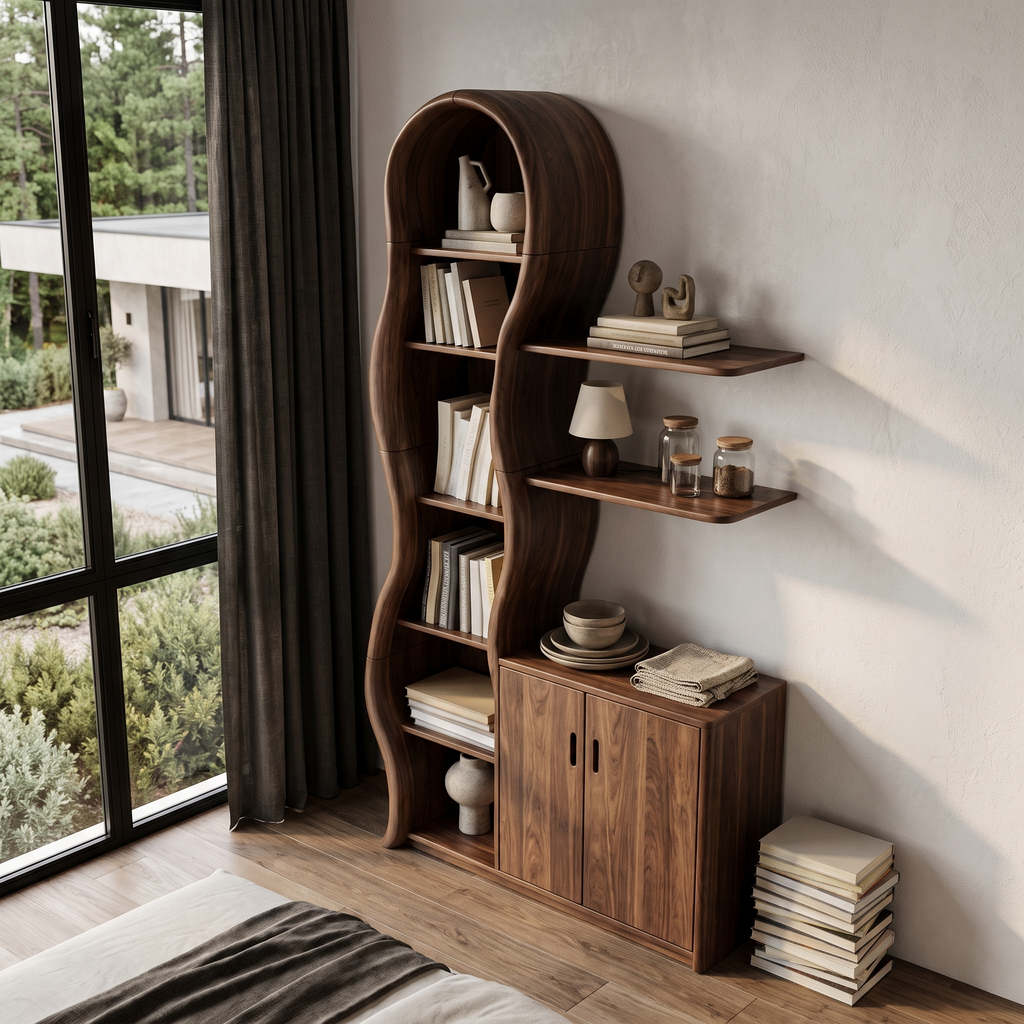 Contemporary Wooden Display Cabinet With Sculptural Branch Frame For Living Room SINLHASD540