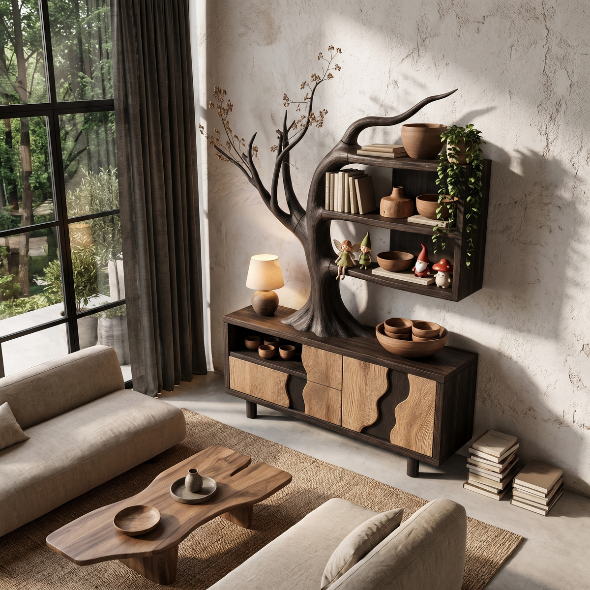 Modern Cabinet With Integrated Tree Branch Design For Living Room SINLHASD546