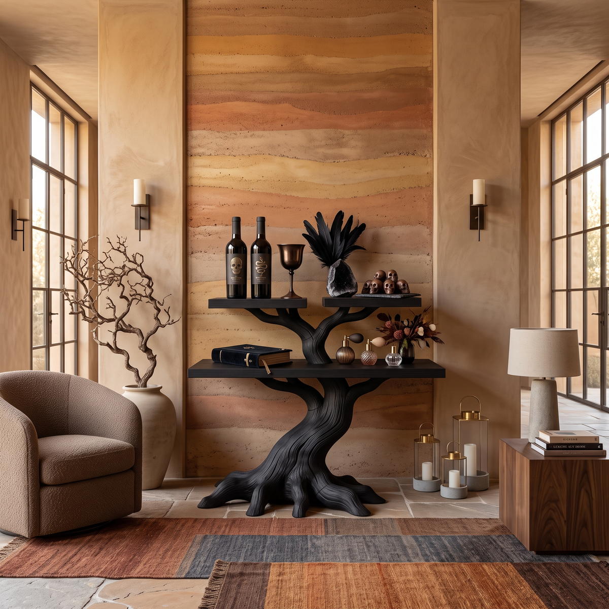 Minimalist Gnarled Tree Console For Vintage Halloween Decor SILDTTNCS160