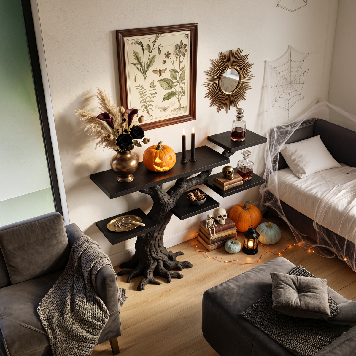 Minimalist Twisted Tree Accent Table For Witchy Halloween Vibes SILDTTNCS154