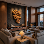 Handcrafted Wooden Face Wall Art With Sculptural Form For Interior RTTHTTWA150