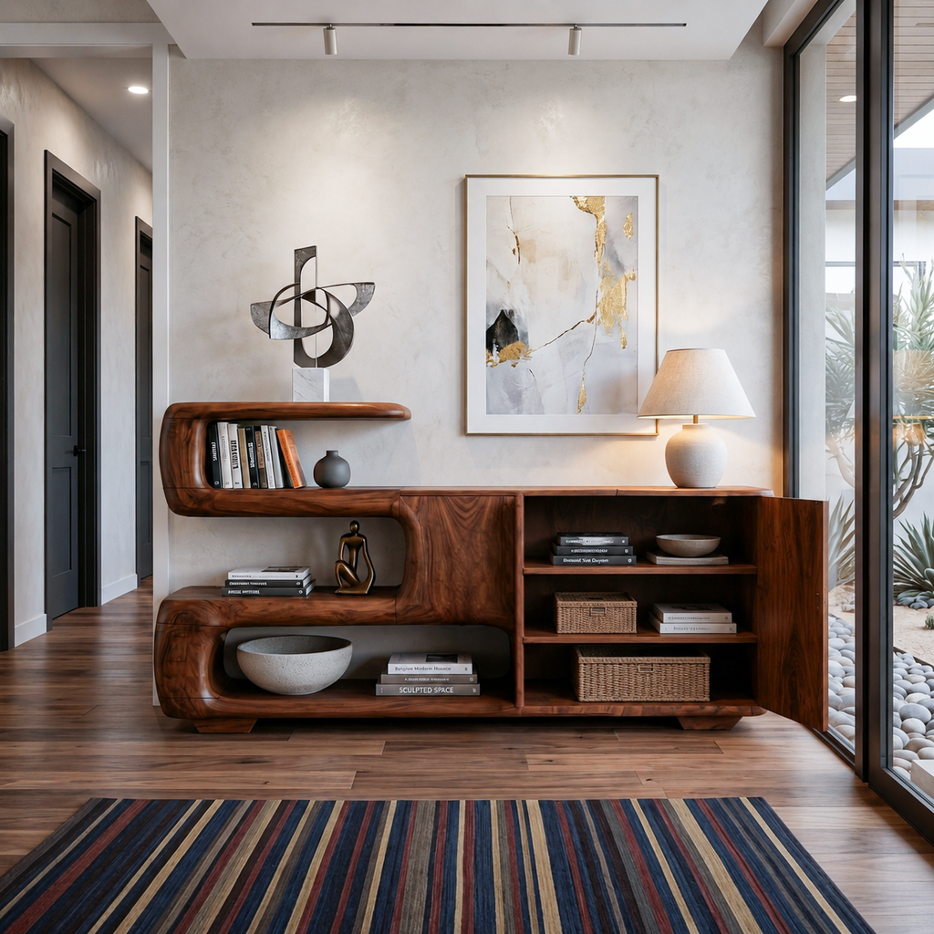Organic Sideboard With Shelves And Cabinet For Living Room SITHTTSD025