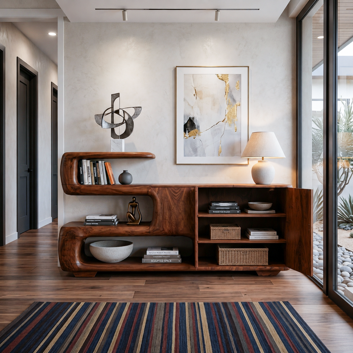 Organic Sideboard With Shelves And Cabinet For Living Room SITHTTSD025