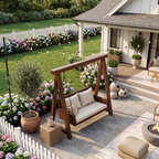 Organic Wood Swing With Backrest For Patio RTTHTTSG002