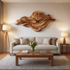 Contemporary Wooden Wall Clock With Unique Wave Sculpture For Home RTTHTTWAC025