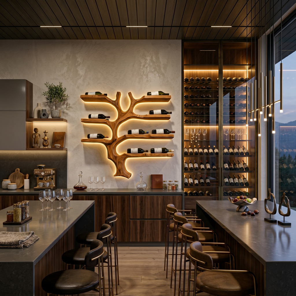 Modern Wall Mounted Branch Wine Holder For Kitchen RTTHTTWH009