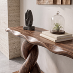 Contemporary Console Table With Spiral Base And Lower Display Shelf For Living Room SINLKICS701