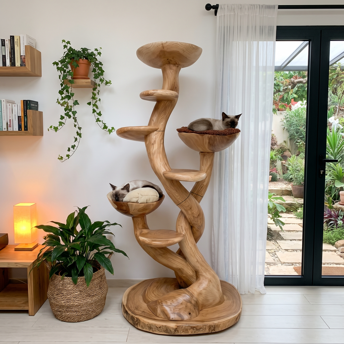 Organic Sculptural Cat Tree With Multi Level Platforms For Indoor Cats SINLHATT018