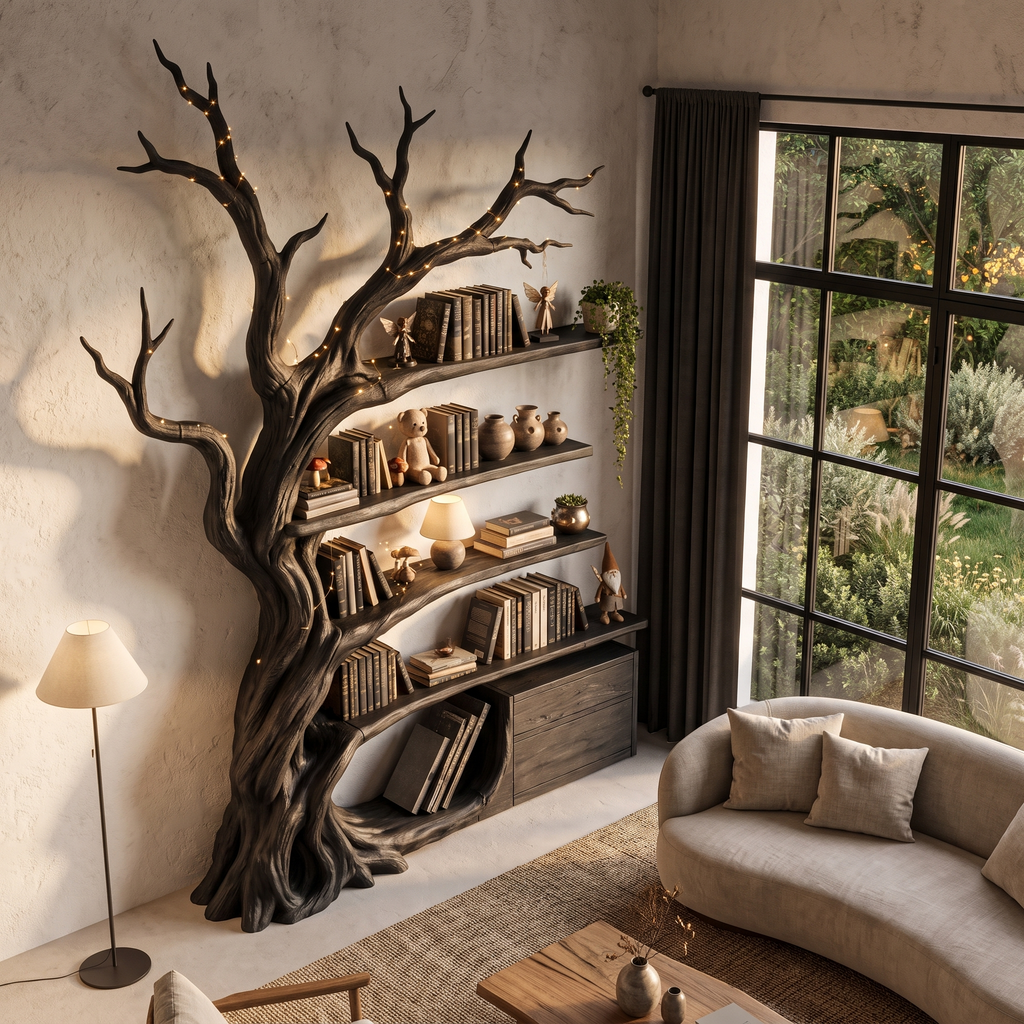 Libreria Moderna ad Albero Mensole a Ramo Artigianali Per Biblioteca Domestica SINLHATB768