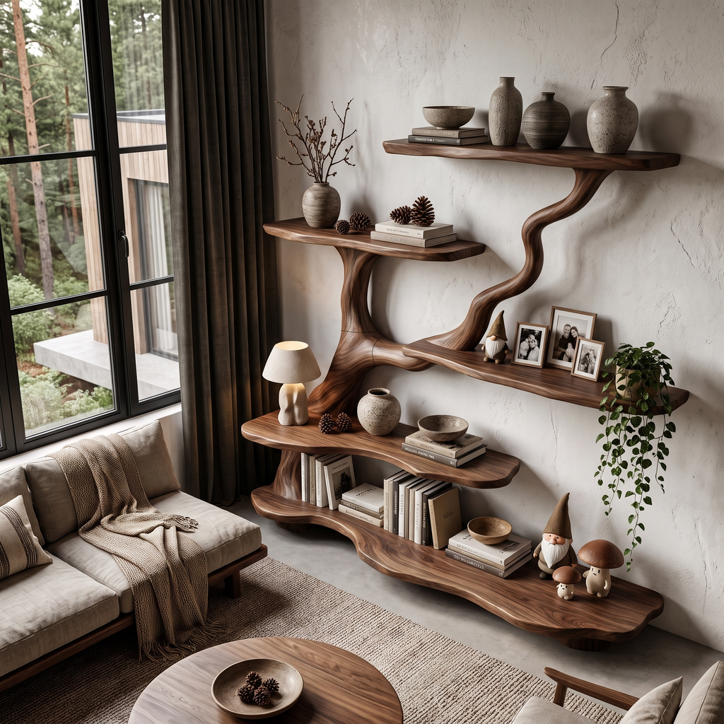 Organic Tree Bookshelf With Flowing Branch Design For Living Room SINLHATB776