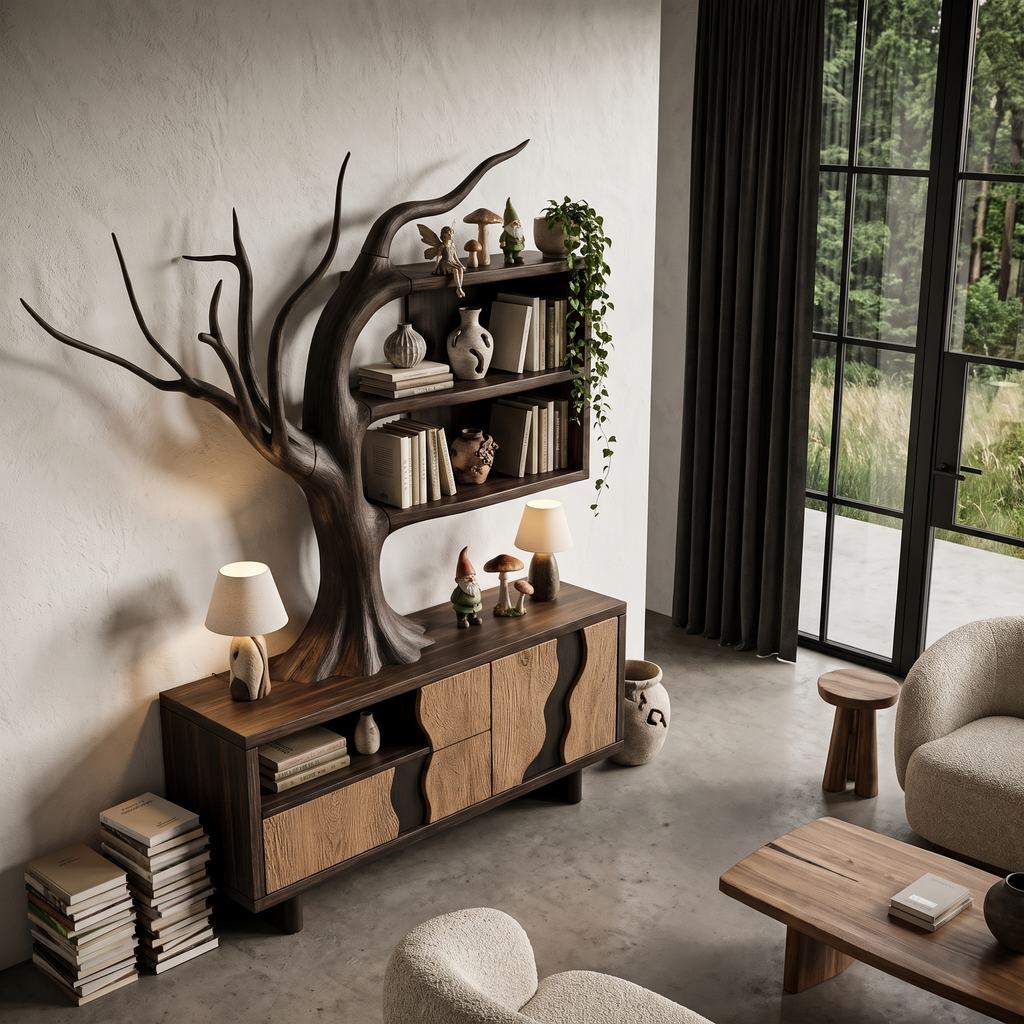 Modern Cabinet With Integrated Tree Branch Design For Living Room SINLHASD546
