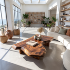 Modern Solid Wood Coffee Table With Sculptural Slab Top For Living Room SINLHACF421 SINLHACF421