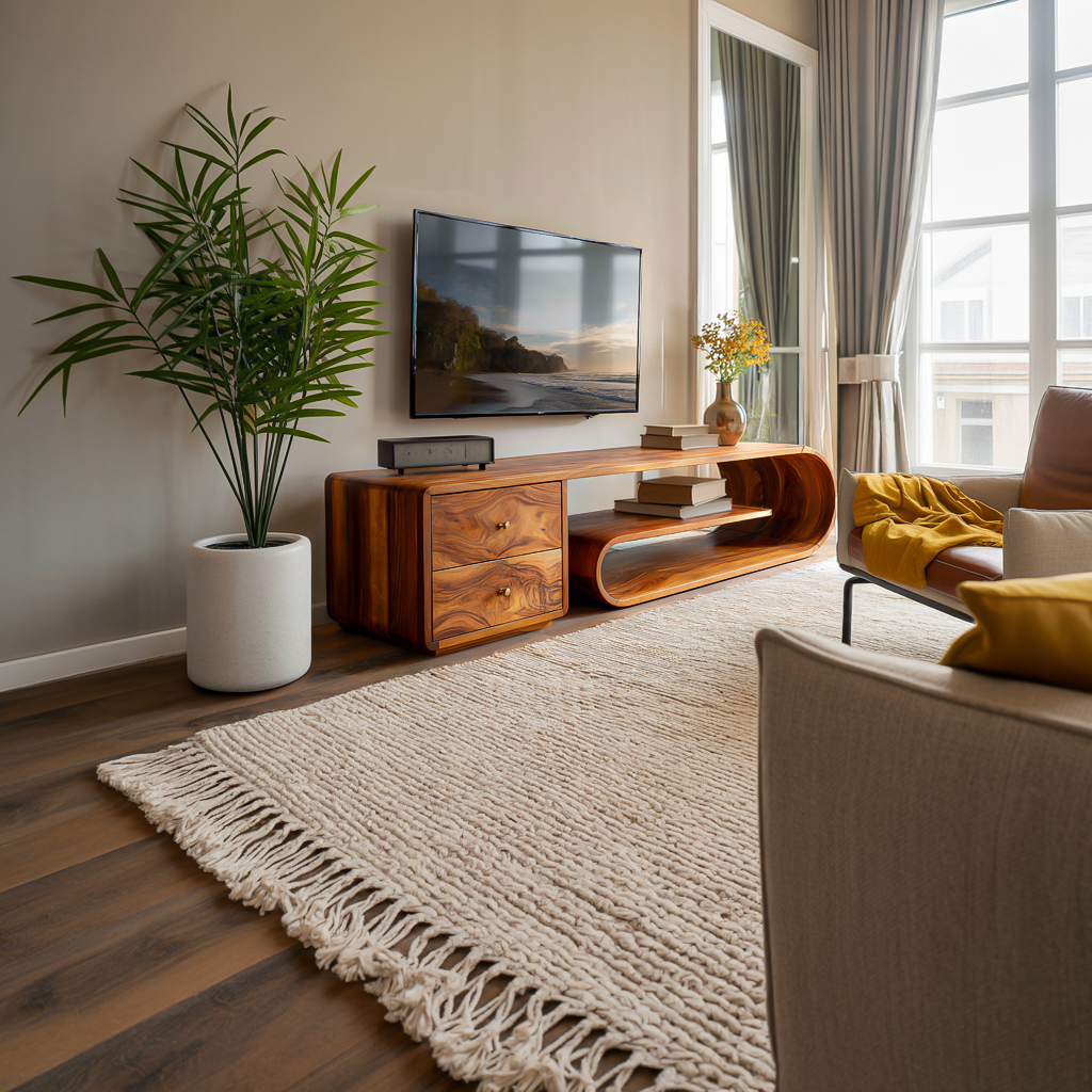Modern TV Stand With Rounded Form For Living Room Space RTTHTTTVC077