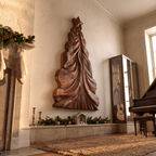 Contemporary Wooden Christmas Decor With Curved Openwork Design For Living Room SINLSAWA150