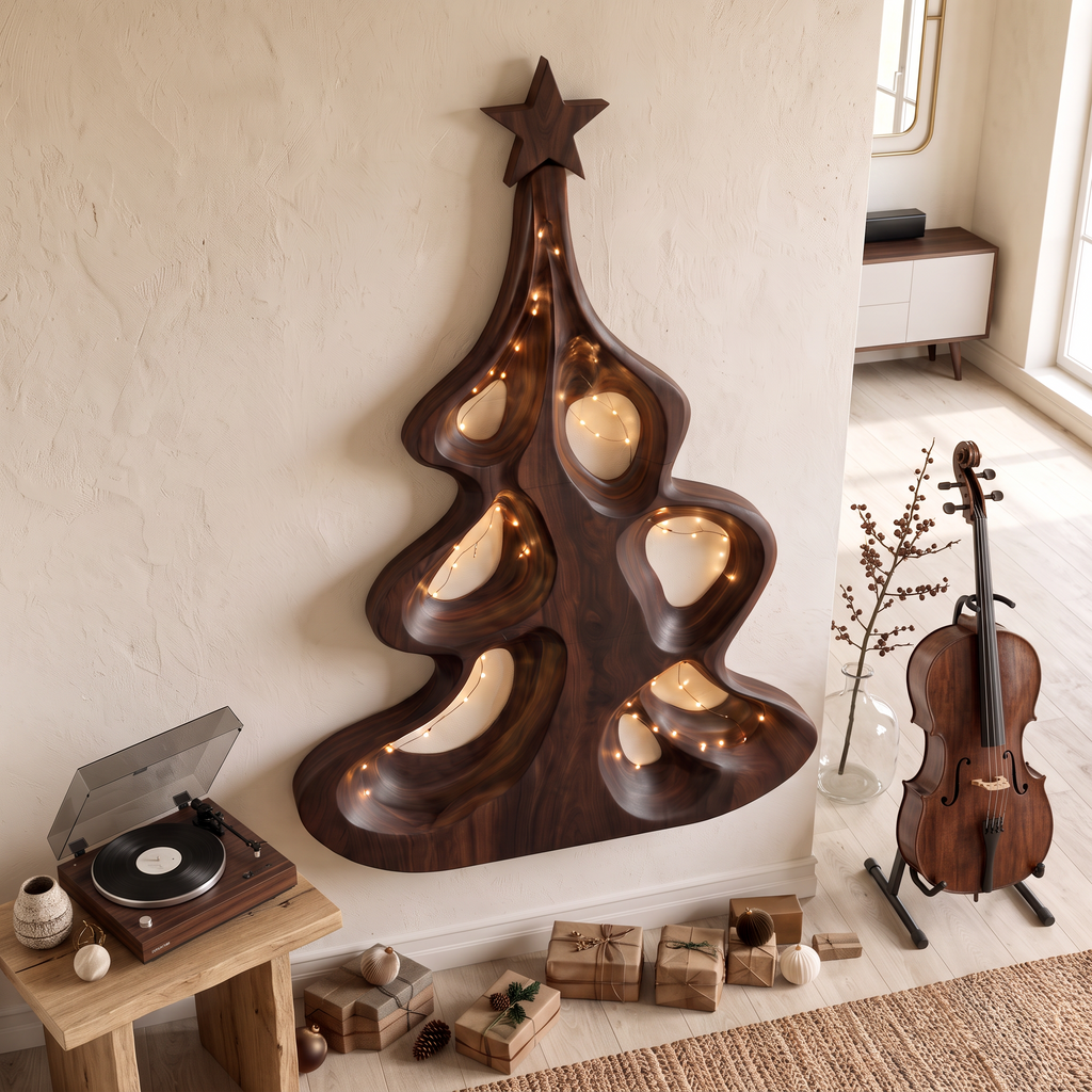 Modern Christmas Wall Decor With Artistic Hollow Tree Form For Entryway SINLSAWA151