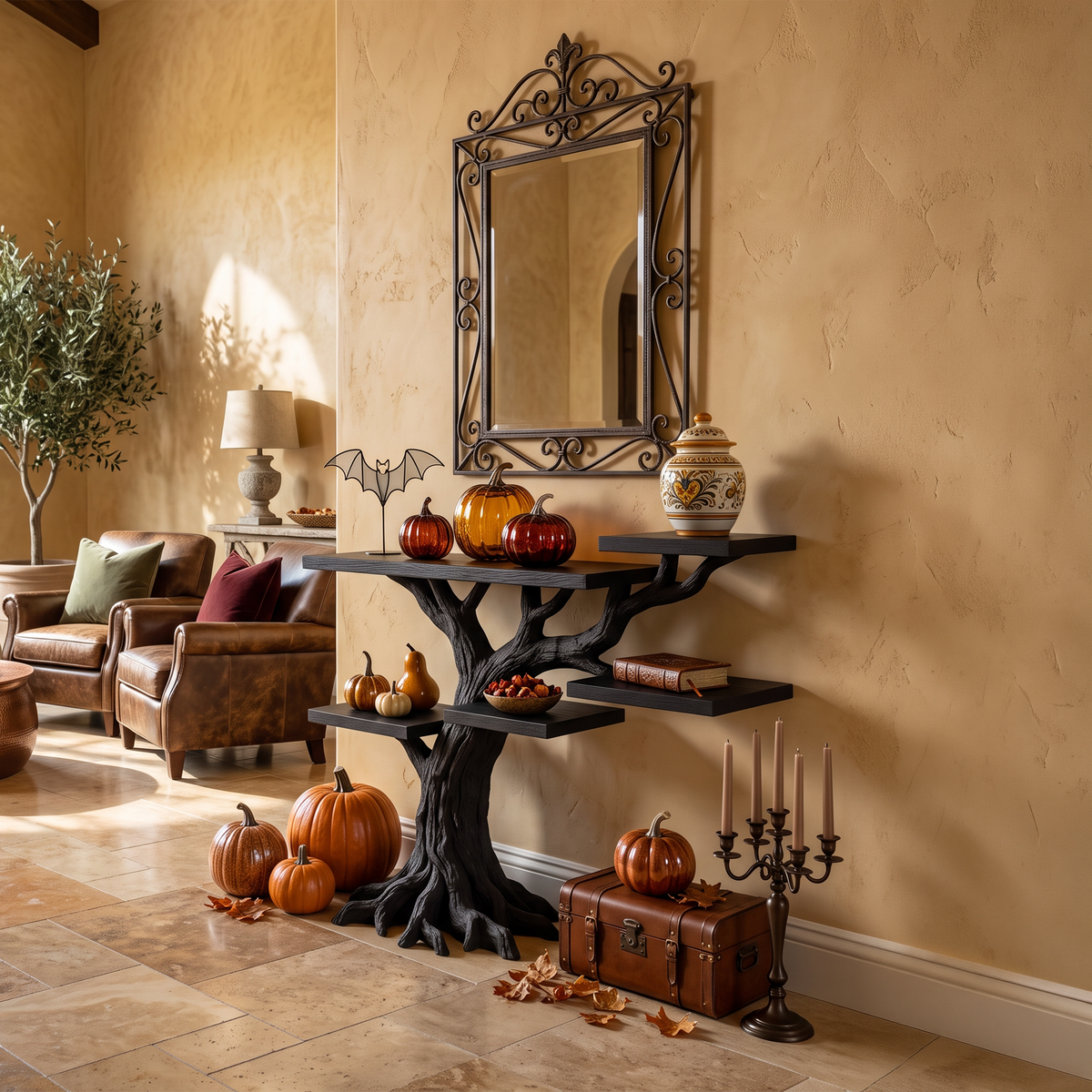 Minimalist Twisted Tree Accent Table For Witchy Halloween Vibes SILDTTNCS154