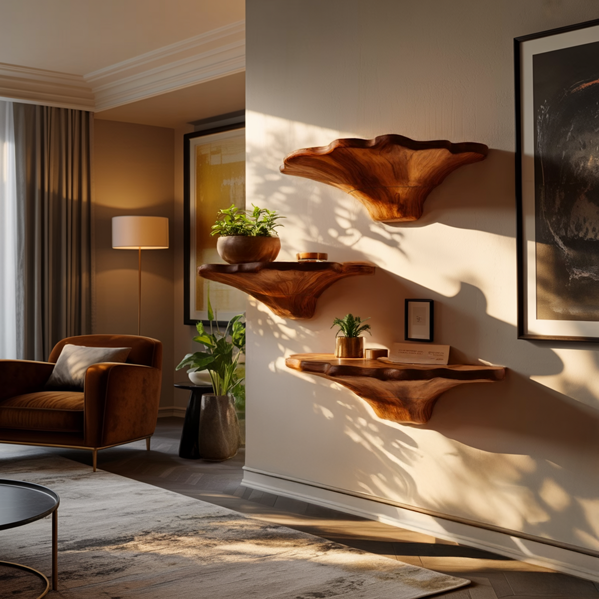 Farmhouse Wooden Mushroom Shelf For Natural Bedroom Decor Style SILDTTNMR017