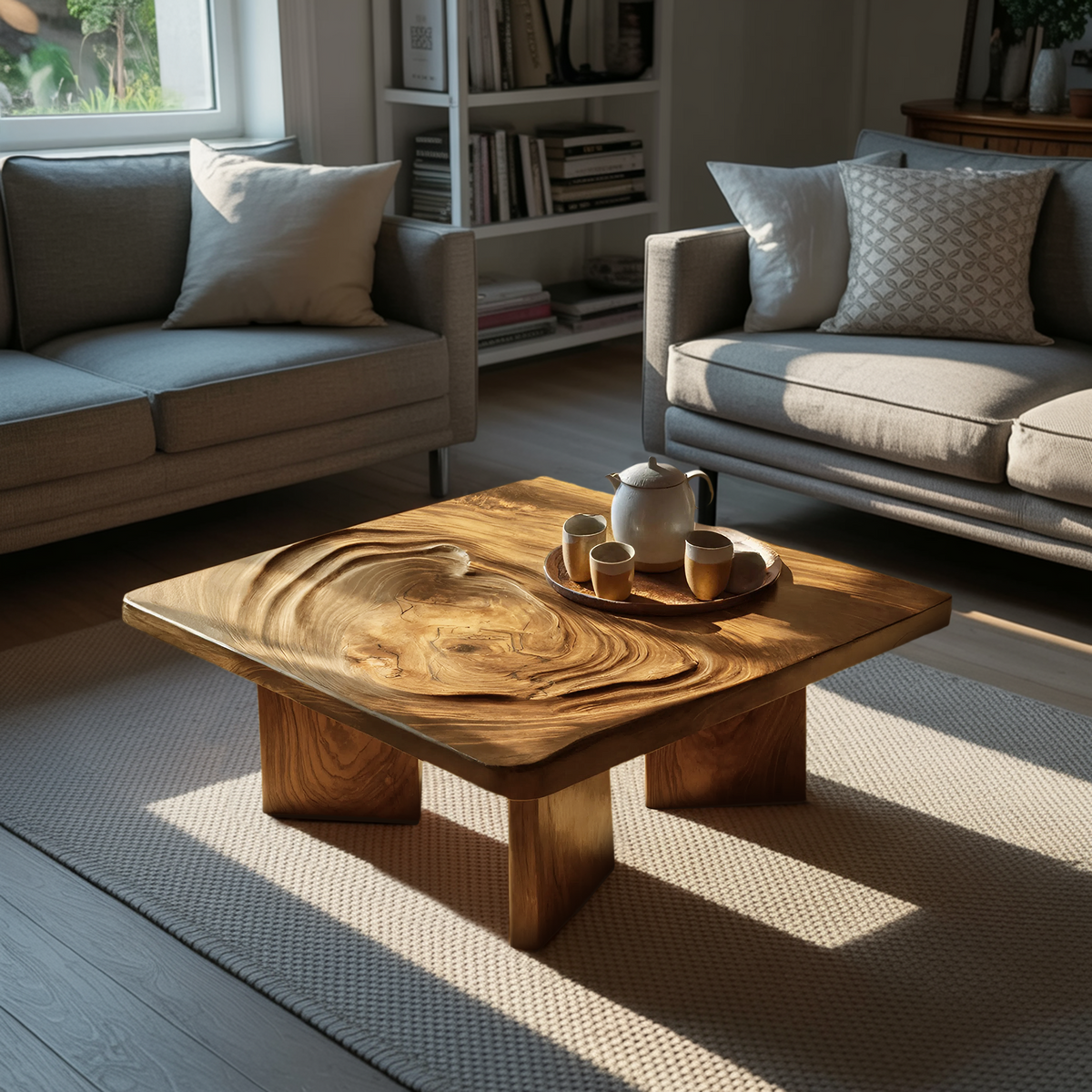 Mid Century Irregular Wooden Table For Furniture Decor SILDTTRCF089