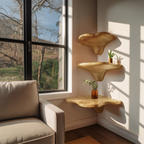 Mid Century Handcrafted Wooden Live Edge Mushroom Shelf For Home Decor SILDTTNCMS021