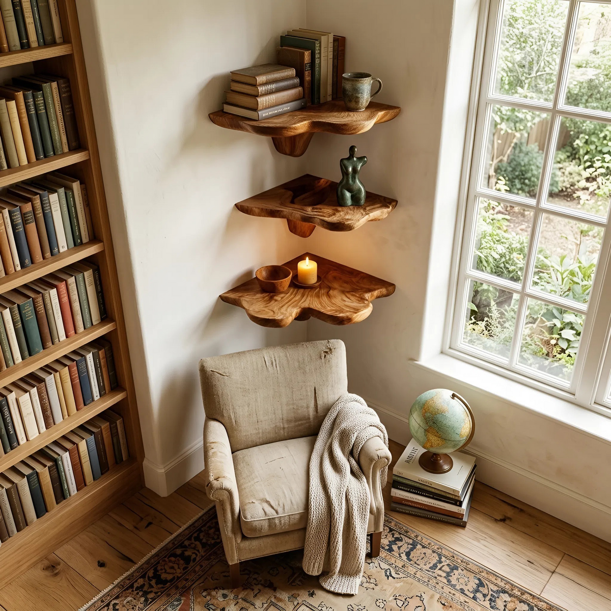Farmhouse Wooden Live Edge Mushroom Shelf For Bedroom Furniture Decor SILDTTNCMS018