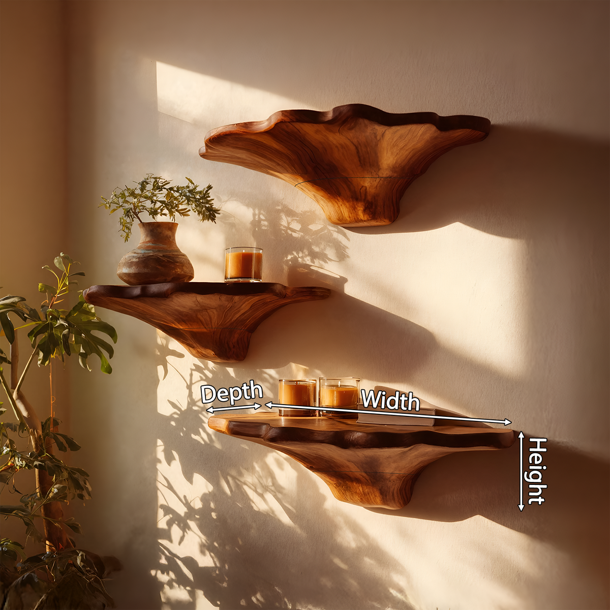 Farmhouse Wooden Mushroom Shelf For Natural Bedroom Decor Style SILDTTNMR017