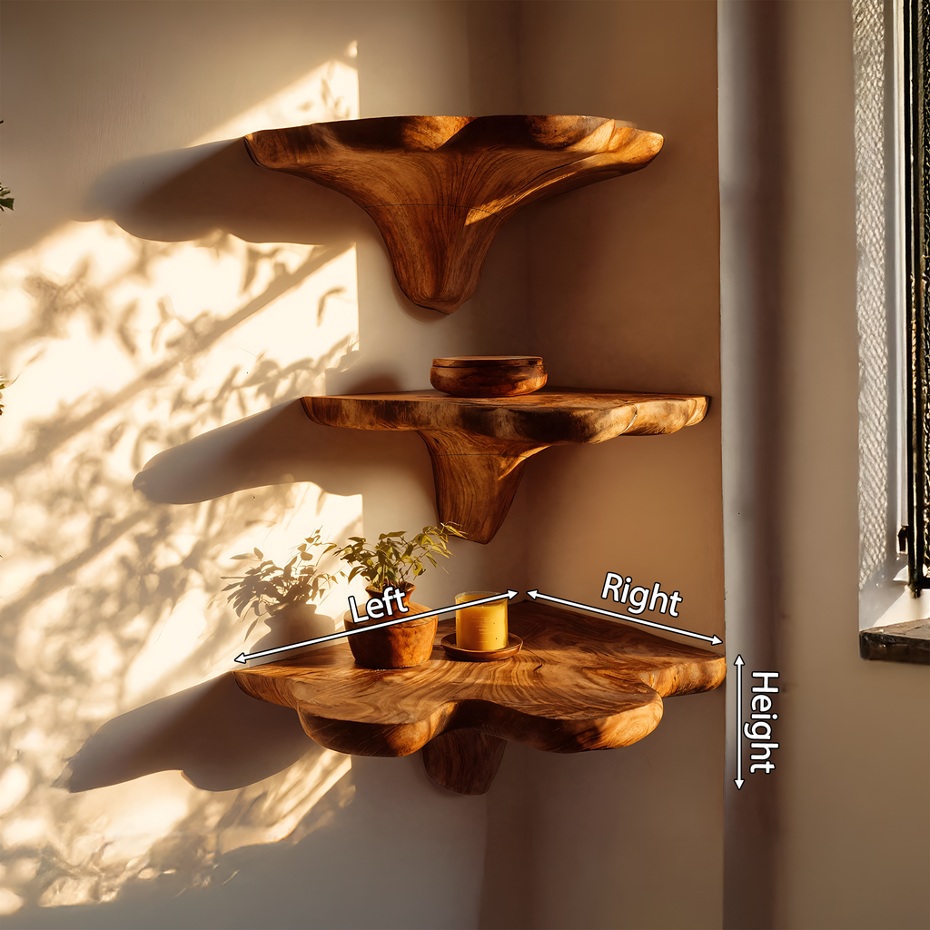 Farmhouse Wooden Live Edge Mushroom Shelf For Bedroom Furniture Decor SILDTTNCMS018