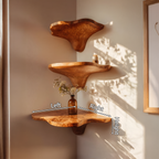 Mid Century Handcrafted Wooden Live Edge Mushroom Shelf For Home Decor SILDTTNCMS021