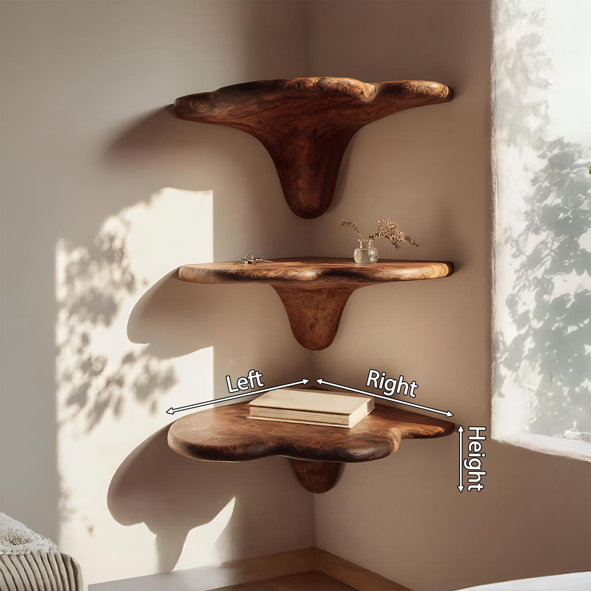 Farmhouse Solid Wood Mushroom Shelf For Living Room Furniture Design SILDTTNCMS022