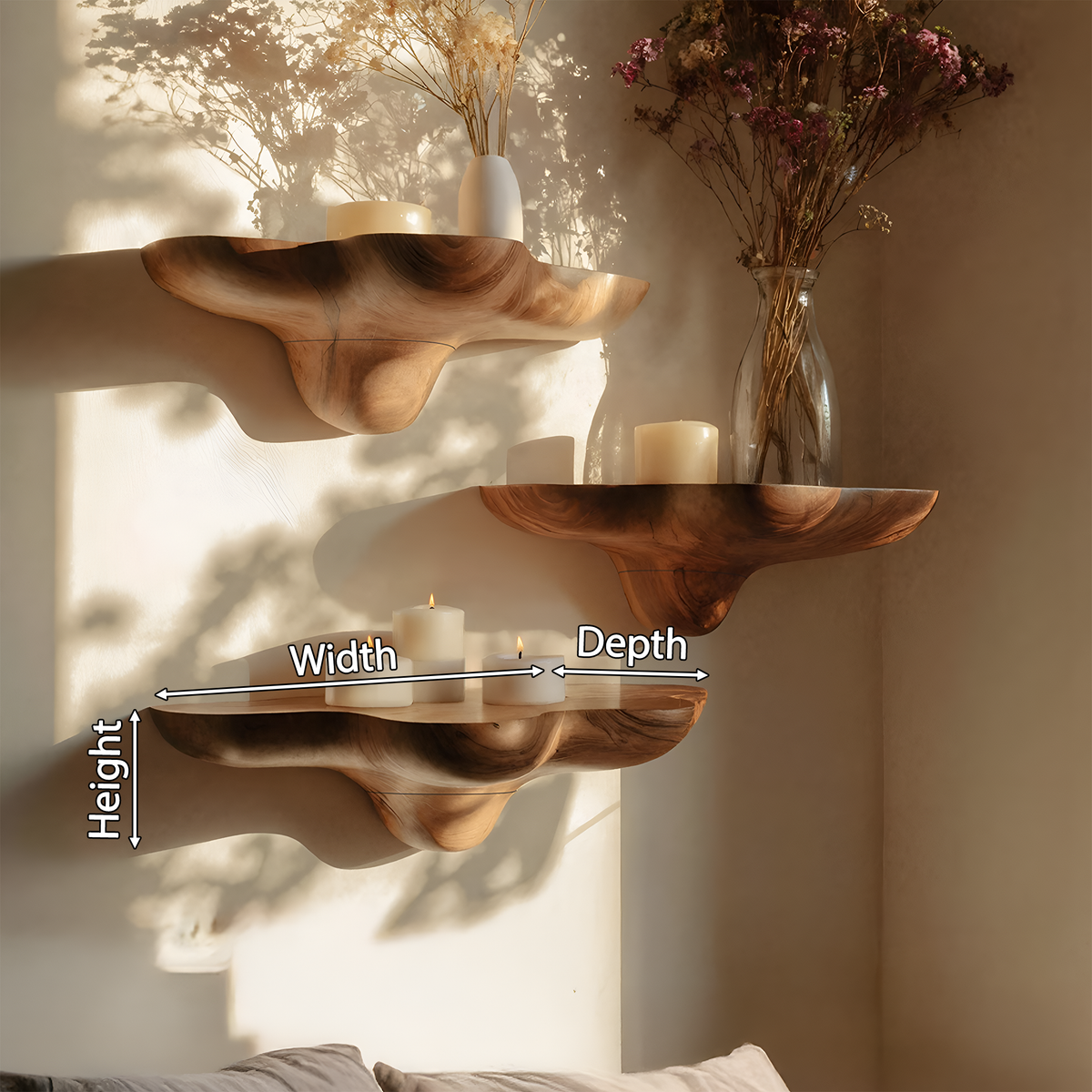 Mid Century Solid Wood Mushroom Shelf For Stylish Furniture Decor SILDTTNMR016