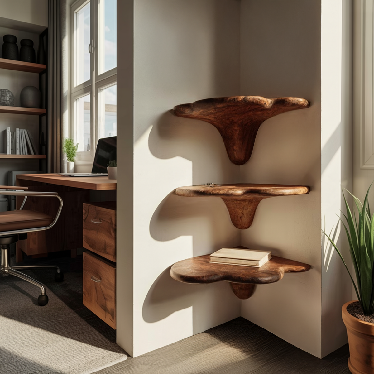 Farmhouse Solid Wood Mushroom Shelf For Living Room Furniture Design SILDTTNCMS022