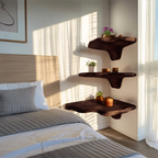 Handcrafted Wooden Live Edge Mushroom Shelf For Modern Furniture Decor SILDTTNCMS016