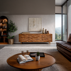 Modern Wooden Sideboard With Carved Wave Doors For Contemporary Living RTTHTTSD043
