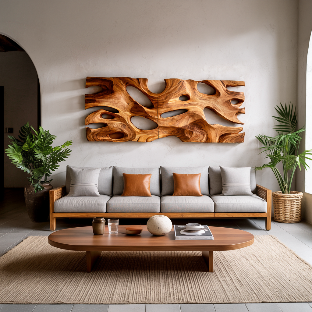 Modern Sculptural Wooden Wall Art For Living Room Decor RTTHTTWA087