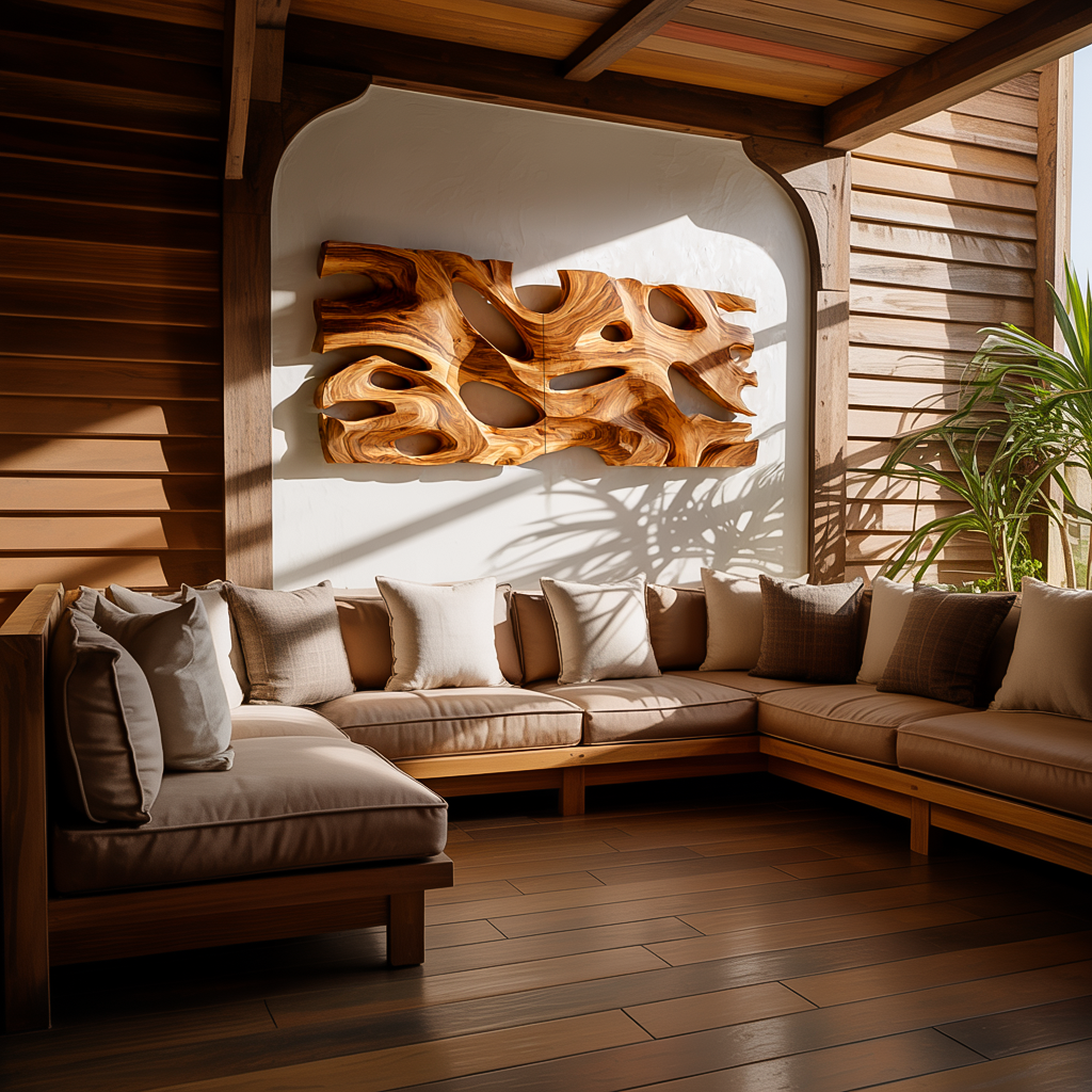 Modern Sculptural Wooden Wall Art For Living Room Decor RTTHTTWA087