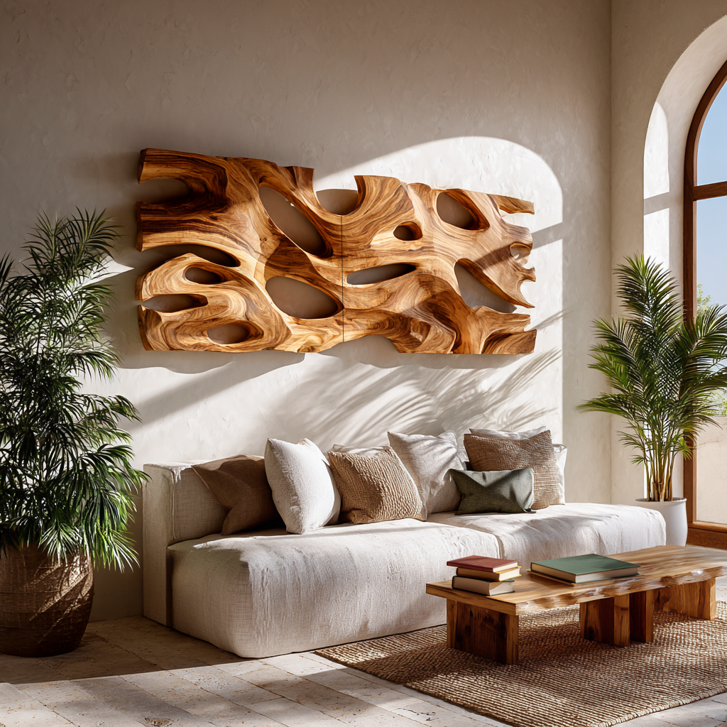 Modern Sculptural Wooden Wall Art For Living Room Decor RTTHTTWA087