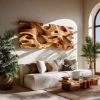 Modern Sculptural Wooden Wall Art For Living Room Decor RTTHTTWA087