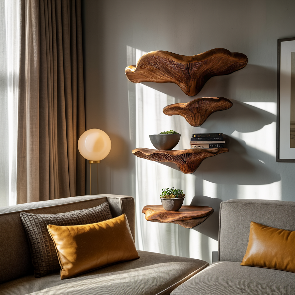 Farmhouse Solid Wood Mushroom Shelf For Bedroom Decor And Storage SILDTTRMR006