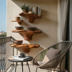 Farmhouse Wooden Live Edge Mushroom Shelf For Rustic Home Decor SILDTTRMR010