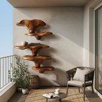 Mid Century Wooden Mushroom Shelf For Living Room Furniture Decor SILDTTRMR013