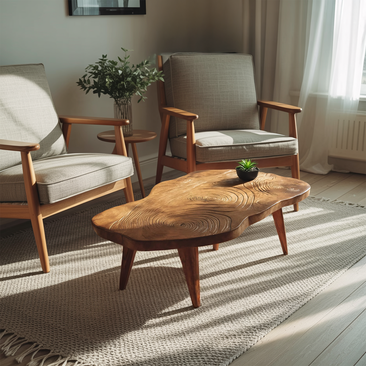 Handcrafted Irregular Wooden Table For Entryway Design SILDTTRCF094