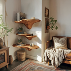 Handcrafted Wooden Live Edge Mushroom Shelf For Artistic Home Decor SILDTTRMR015