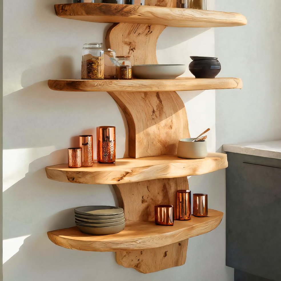 Modern Live Edge Floating Shelf For Kitchen RTTHTTWMS006