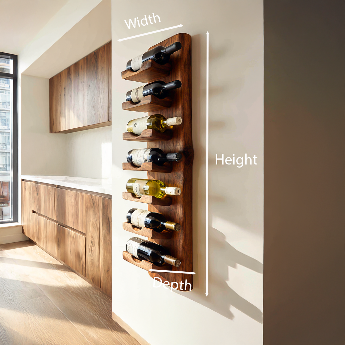 Vertical Wine Rack Wall Mounted For Dining Or Home Bar RTTHTTWH003
