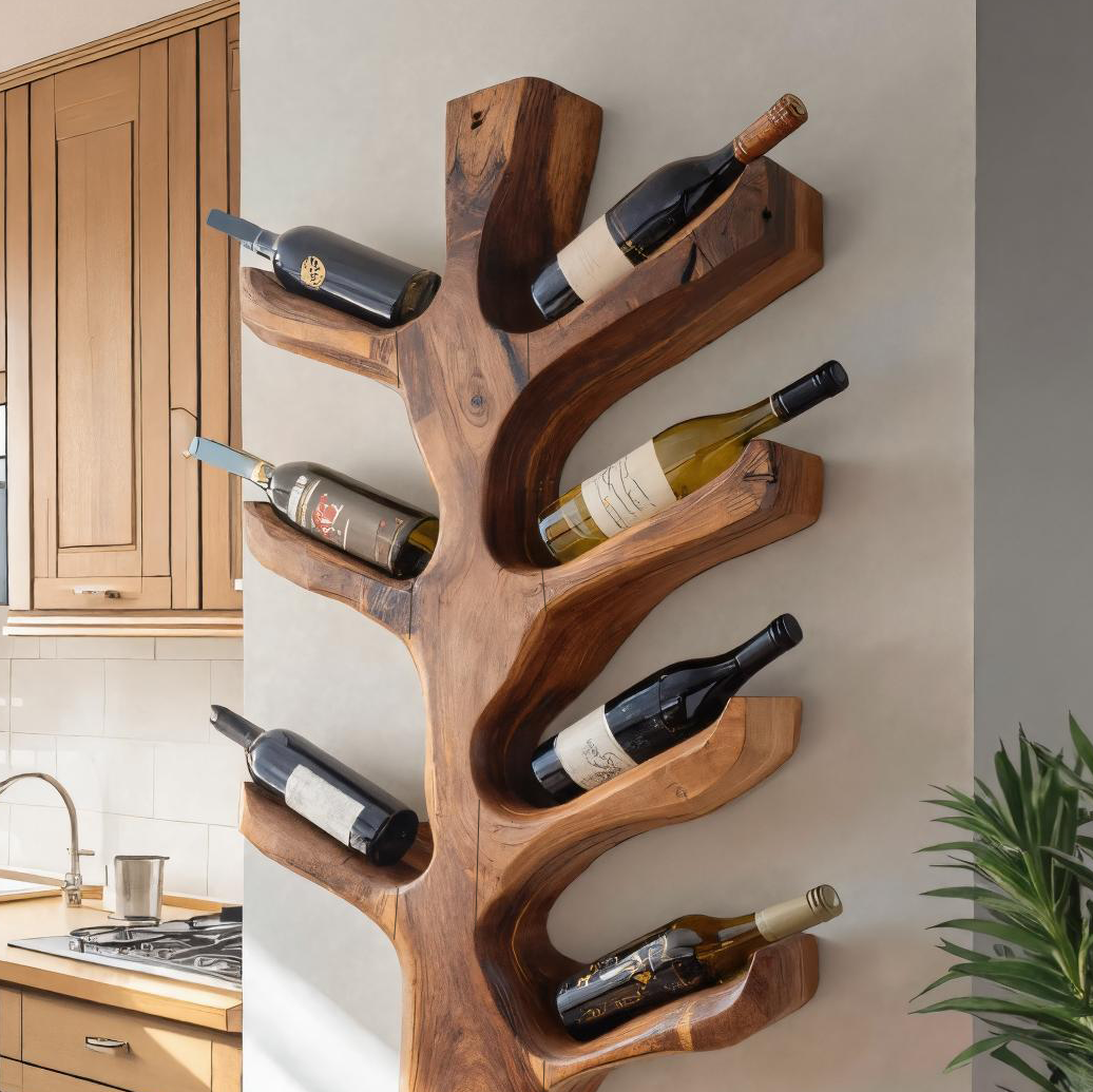 Modern Sculptural Tree Branch Wine Holder For Kitchen Decor RTTHTTWH005