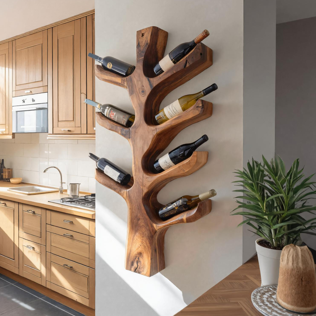 Modern Sculptural Tree Branch Wine Holder For Kitchen Decor RTTHTTWH005
