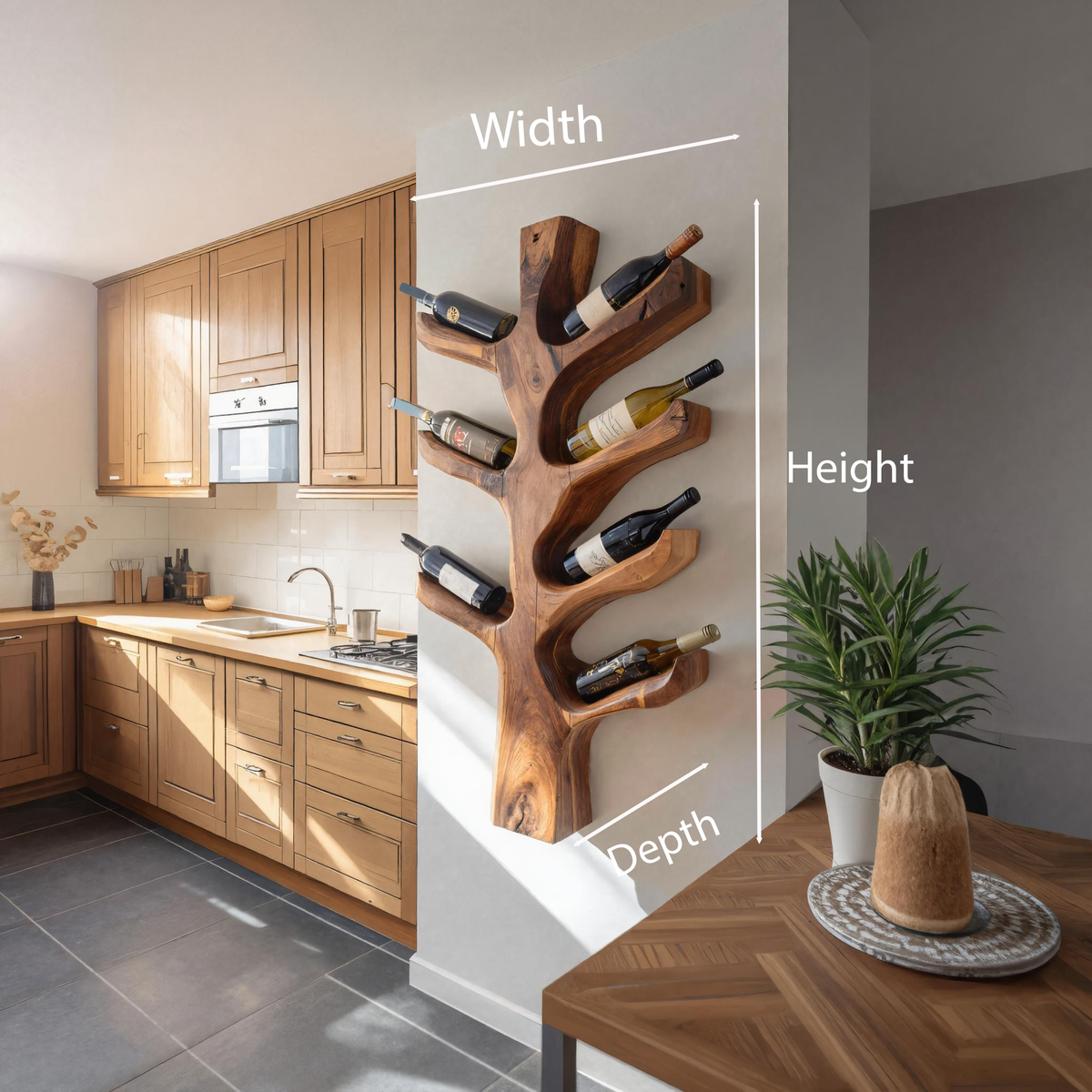 Modern Sculptural Tree Branch Wine Holder For Kitchen Decor RTTHTTWH005
